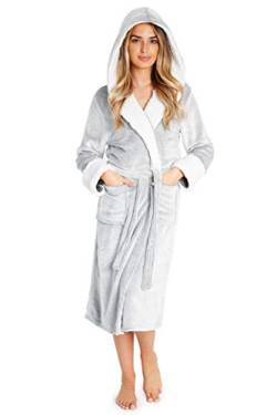 CityComfort Bademantel Damen Flauschig, Fleece Morgenmantel Damen Dressing Gown Women (Hellergrau, S) von CityComfort