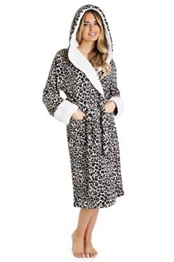 CityComfort Bademantel Damen Flauschig, Fleece Morgenmantel Damen Dressing Gown Women (Leopardenmuster, L) von CityComfort