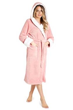 CityComfort Bademantel Damen Flauschig, Fleece Morgenmantel Damen Dressing Gown Women (Rosa, L) von CityComfort