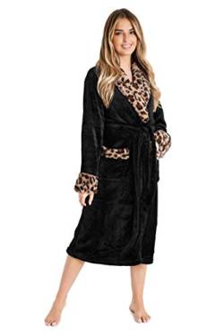 CityComfort Bademantel Damen Flauschig, Fleece Morgenmantel Damen Dressing Gown Women (Schwarz, S) von CityComfort