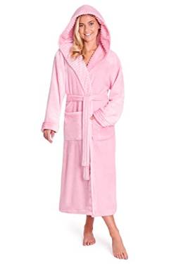 CityComfort Bademantel Damen Flauschig, Morgenmantel Damen, Damen Geschenke, Hausmantel Damen, Bademantel Damen mit Kapuze (Baby Rosa, S) von CityComfort