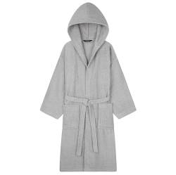 CityComfort Bademantel Damen Frottee mit Kapuze, Baumwolle Sauna Bademantel Damen, Morgenmantel Damen und Teenager S - XL - Geschenke für Frauen (Hellgrau, L) von CityComfort