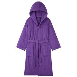 CityComfort Bademantel Damen Frottee mit Kapuze, Baumwolle Sauna Bademantel Damen, Morgenmantel Damen und Teenager S - XL - Geschenke für Frauen (Violett, L) von CityComfort