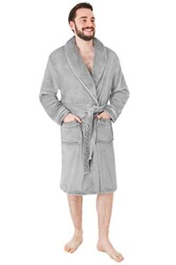 CityComfort Bademantel Herren Flauschig, Fleece Morgenmantel Herren Dressing Gown Men (M, Grau) von CityComfort