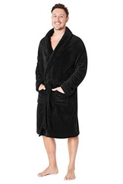 CityComfort Bademantel Herren Flauschig, Morgenmantel Herren aus Fleece, Dressing Gown Men, M - 2XL (Schwarz, L) von CityComfort