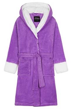 CityComfort Bademantel Kinder, Einhorn Morgenmantel, Polar Fleece Material, Bademantel Mädchen mit Taschen und Kapuze, Pink Robe, Stilvolle Designs, Kleine Geschenke (5/6 Jahre, Lila) von CityComfort