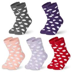 CityComfort Bunte Socken Damen Fluffy Socks für Frauen & Teenager in Einheitsgröße - Wintersocken Damen Geschenk (Mehrfachpunkte) von CityComfort