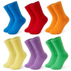 CityComfort Bunte Socken Damen Fluffy Socks für Frauen & Teenager in Einheitsgröße - Wintersocken Damen Geschenk (Regenbogen) von CityComfort