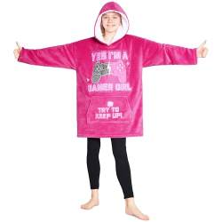 CityComfort Decke Hoodie Kinder Fleece Übergröße Kapuzenpullover Jungen (Rosa Gaming) von CityComfort