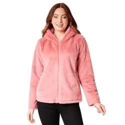 CityComfort Flauschige Winterjacke Damen, Teenagers S-XL | Damen Jacke mit Kapuze, Reißverschluss, 2 Taschen | Aus 100% Polyester (Altrosa, S) von CityComfort