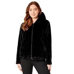 CityComfort Flauschige Winterjacke Damen, Teenagers S-XL | Damen Jacke mit Kapuze, Reißverschluss, 2 Taschen | Aus 100% Polyester (Schwarz, S) von CityComfort