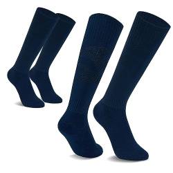 CityComfort Fußball Socken Kinder, Lange Sportsocken Fußball Stutzen Football Socks für Jungen - Fussball Geschenke für Jungs (Navy Blau - 2 er-Set, 27-31) von CityComfort