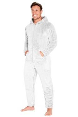 CityComfort Herren Overall Jumpsuit, One Piece Anzug Fleece Onesie Herren Flauschig Einteiler Schlafanzug Herren und Teenager Jungen M-3XL, Geschenke für Männer (XL, Grau Zweifarbiges) von CityComfort