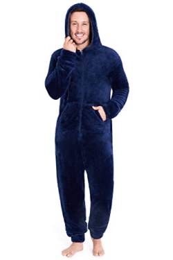 CityComfort Herren Overall Jumpsuit, One Piece Anzug Fleece Onesie Herren Flauschig Einteiler Schlafanzug Herren und Teenager Jungen M-3XL, Geschenke für Männer (XL, Navy) von CityComfort