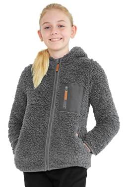 CityComfort Hoodie Kinder, Warme Teddy Fleecejacke Mädchen Jungen Kapuzenjacke Reißverschluss (Grau, 9-10 Jahre) von CityComfort