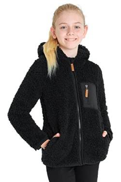 CityComfort Hoodie Kinder, Warme Teddy Fleecejacke Mädchen Jungen Kapuzenjacke Reißverschluss (Schwarz, 4-5 Jahre) von CityComfort