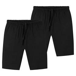 CityComfort Jersey Shorts für Jungen, Kurze Pyjama Hose Sport Shorts mit Seitentaschen und elastischem Bund, 2er-Pack (11/12 Jahre, Schwarz/Schwarz) von CityComfort