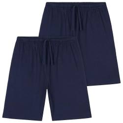 CityComfort Jersey Shorts für Jungen, Kurze Pyjama Hose Sport Shorts mit Seitentaschen und elastischem Bund, 2er-Pack (7/8 Jahre, Dunkelblau) von CityComfort