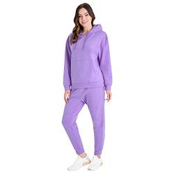 CityComfort Jogginganzug Damen Set Zweiteiler Sport Set Outfit Trainingsanzug Damen Hoodie Jogger Einfarbig S-XL (Lila, XL) von CityComfort