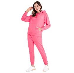 CityComfort Jogginganzug Damen Set Zweiteiler Sport Set Outfit Trainingsanzug Damen Hoodie Jogger Einfarbig S-XL (Rosa, L) von CityComfort