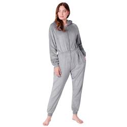 CityComfort Jumpsuit Damen Kuschelig Fleece Einteiler Schlafanzug Onesie Damen S-XL (Schiefergrau, XL) von CityComfort