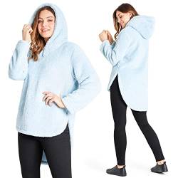 CityComfort Kapuzenpullover Damen Teddy Fleece Hoodie Flauschig Warm mit Reißverschluss (Blau, M) von CityComfort