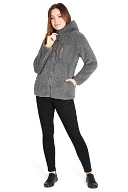 CityComfort Kapuzenpullover Damen Teddy Fleece Hoodie Flauschig Warm mit Reißverschluss (Dunkelgrau, L) von CityComfort