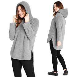 CityComfort Kapuzenpullover Damen Teddy Fleece Hoodie Flauschig Warm mit Reißverschluss (Grau, S) von CityComfort