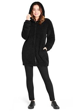 CityComfort Kapuzenpullover Damen Teddy Fleece Hoodie Flauschig Warm mit Reißverschluss (Schwarz Lang, L) von CityComfort