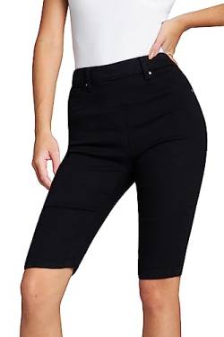 CityComfort Knie - Jeggings Damen - Fusion aus Capri Jeans Damen Stretch und Denim Leggings Damen - Bequeme Knielange Hosen Damen (Schwarz, 12) von CityComfort