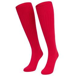 CityComfort Kniestrümpfe Damen und Herren Unisex Lange Socken Teenager Mädchen und Jungen (Rot, 41-44) von CityComfort