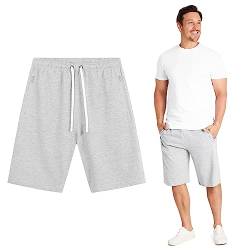 CityComfort Kurze Hose Herren - Sweatshorts Herren Made with Französisches Frottee 220 GSM - Bequeme Kurze Hosen Herren mit 2 Reißverschlusstaschen (Grau, 3XL) von CityComfort