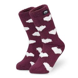 CityComfort Kuschelsocken Damen, Dicke Socken Damen, Rutschfeste Haussocken Damen (Burgunderrot) von CityComfort