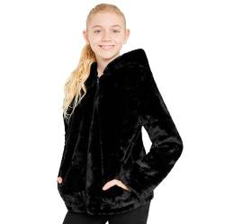 CityComfort Mäntel Mädchen, Teenagers 7-14 Jahre - Kapuze, Reißverschluss, 2 Taschen - Aus 100% Polyester - Geschenke für Mädchen (Schwarz, 7-8 Jahre) von CityComfort