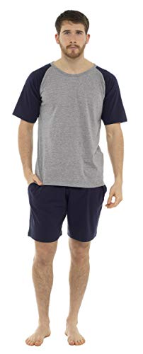 CityComfort Mens Lounge Wear mit Raglanärmel-T-Shirt und kurzer Nachtwäsche aus Baumwolle, Nachtwäsche, Loungewear, Pyjamas für Männer (M, Marine) von CityComfort