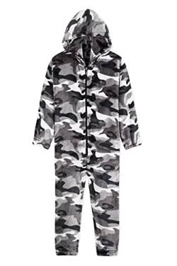 CityComfort Onesie Kinder Fleece Overall Jumpsuit Schlafanzug Jungen Mädchen Extra Weich Einteiler Ganzkörperanzug Schlafoverall Pyjama Strampelanzug 7-14 Jahre (Grau Arctic, 13-14 Jahre) von CityComfort