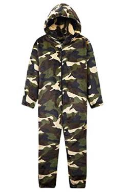 CityComfort Onesie Kinder Fleece Overall Jumpsuit Schlafanzug Jungen Mädchen Extra Weich Einteiler Ganzkörperanzug Schlafoverall Pyjama Strampelanzug 7-14 Jahre (Grün Woodland, 7-8 Jahre) von CityComfort