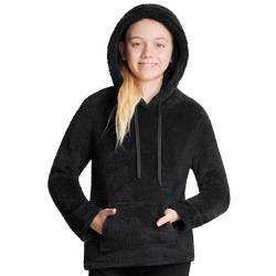 CityComfort Pullover Kinder - Flauschiger Hoodie Kinder, Fleece Kapuzenpulli - Fleece Loungewear Kapuzenpullover für 5-14 Jahre (Schwarz, 7-8 Jahre) von CityComfort