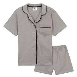 CityComfort Pyjama Kinder Mädchen - Paar T-Shirt & Schlafanzug Mädchen Kurz - Schlafanzug Kurz Mädchen, Kinder Schlafanzug Mädchen, Shorty Pyjamas (Grau/Schwarz, 11-12 Jahre) von CityComfort