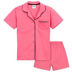 CityComfort Pyjama Kinder Mädchen - Paar T-Shirt & Schlafanzug Mädchen Kurz - Schlafanzug Kurz Mädchen, Kinder Schlafanzug Mädchen, Shorty Pyjamas (Rosa/Schwarz, 11-12 Jahre) von CityComfort