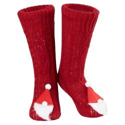 CityComfort Rutschfeste Socken Damen und Teenager in Gr. 37-41 - Kuschelsocken Damen - Sherpa-gefüttert mit Anti-Rutsch-Punkten (Santa) von CityComfort