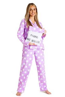 CityComfort Schlafanzug Damen Lang, 100% Baumwolle Pyjama Damen, Zweiteilig Teenager Mädchen und Damen Schlafanzug Set, Geschenke fur Frauen (Lila, L) von CityComfort