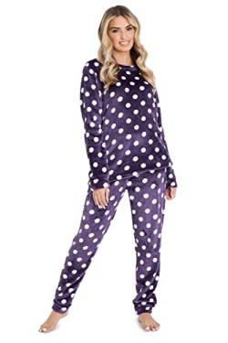 CityComfort Schlafanzug Damen Lang, Fleece Pyjama Damen Hausanzug Kuschelig (L, Lila) von CityComfort