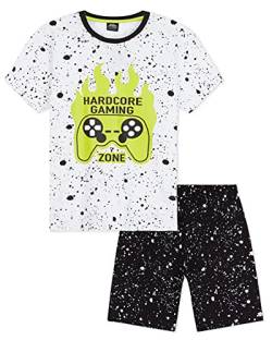 CityComfort Schlafanzug Jungen Kurz, Schlafanzug Kinder Jungen und Teenager, Jungen Pyjama, Nerd Geschenke, Coole Sachen für Jungs, 110-164 (5-6 Jahre, Schwarz/Weiß) von CityComfort