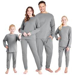 CityComfort Schlafanzug Weihnachtspyjama Familie Set, Lange Schlafanzüge für Damen, Herren und Kinder - Familie und Partner Pyjama Weihnachten (Dunkelgraue Damen, XL) von CityComfort