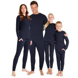 CityComfort Schlafanzug Weihnachtspyjama Familie Set, Lange Schlafanzüge für Damen, Herren und Kinder - Familie und Partner Pyjama Weihnachten (Marine Damen, S) von CityComfort