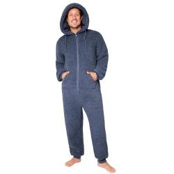 CityComfort Schlafoveralls für Herren und Teenager, Fleece Onesie Jumpsuit Herren Warm Kuschelig Schlafanzug Herren Lang M-3XL - Geschenke für Männer (Anthrazit, L) von CityComfort