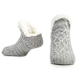 CityComfort Slipper Fluffy Socken für Frauen Männer Wärme Halten Socke Gestrickte Socken Wolle Sherpa Fuzzy Bett Hausschuhe Größe 5-8 Rutschfeste (Schwarz) (Grau) von CityComfort