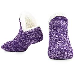 CityComfort Slipper Fluffy Socken für Frauen Männer Wärme Halten Socke Gestrickte Socken Wolle Sherpa Fuzzy Bett Hausschuhe Größe 5-8 Rutschfeste (Schwarz) (Violett) von CityComfort