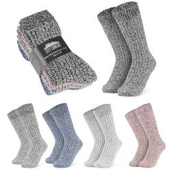 CityComfort Socken Damen im 5er oder 2er Pack - Weiche Kuschelsocken, Warme Wollsocken für Frauen und Teenager für den Winter (Mehrfarbig Marl, 41-44 EU, 5er Pack) von CityComfort